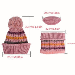 3pcs Plush Beanie, Neck Gaiter & Coldproof Mask Set for Outdoor Cycling Ski