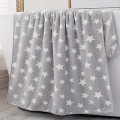 2pcs Star Pattern Bath and Hand Towel Set Absorbent Coral Fleece Towels