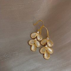 Opal Stone Petal Earrings Wedding Jewelry Accessories