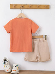 Boys Button T Shirt & Shorts Set for Summer Toddlers Kids