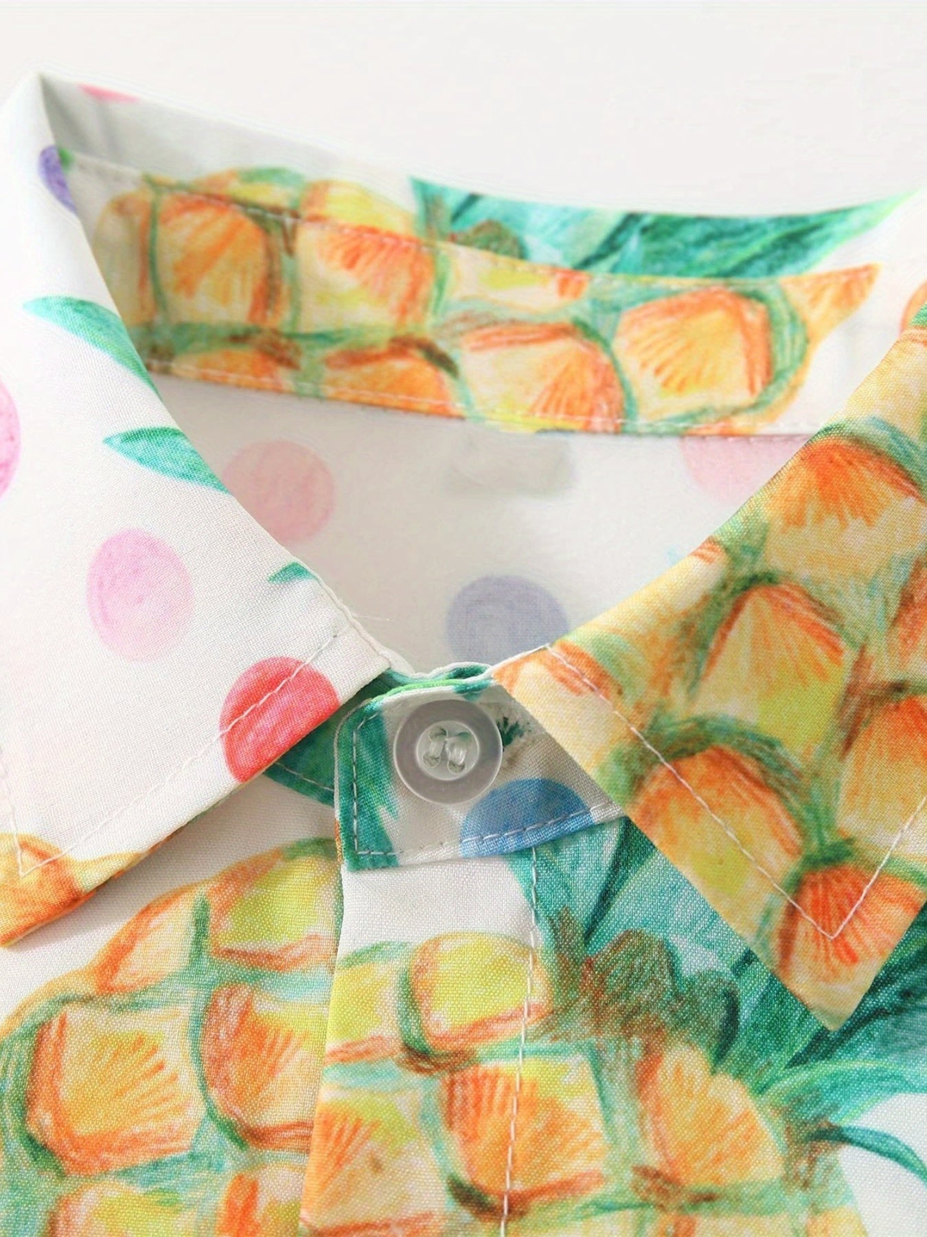 Blooming Flower Print Boys Top Short Sleeve Lapel Shirt for Summer