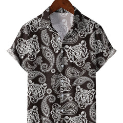 Men's Paisley Print Bowling Shirt Camp Collar Short Sleeves Hawaiian Shirt