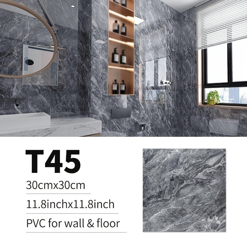 20pcs PVC Marble Floor Stickers Self Adhesive Waterproof Bathroom