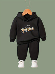 OERYUI Girls Boys Self Love Hooded Pullover Pants Set Sports Spring Fall Gift