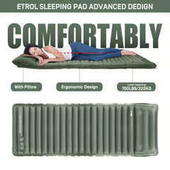 Inflatable Camping Sleeping Pad with Built-in Pillow Waterproof