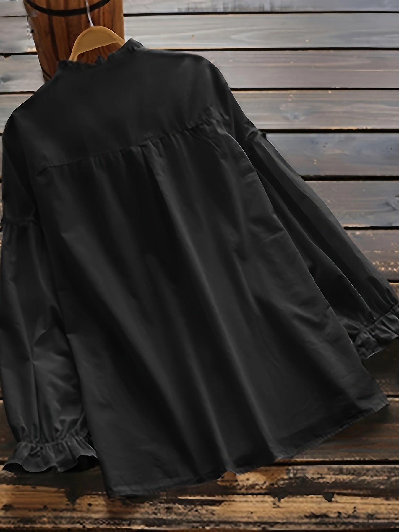  Ruffle Trim Button Up Blouse
