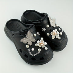 20pcs Shoe Charms Set Diamond Butterfly Flower Pearl Decor