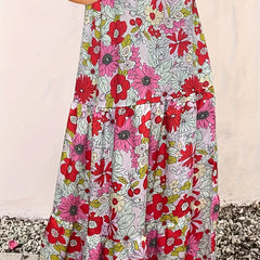  Floral Print Smock Maxi Skirt