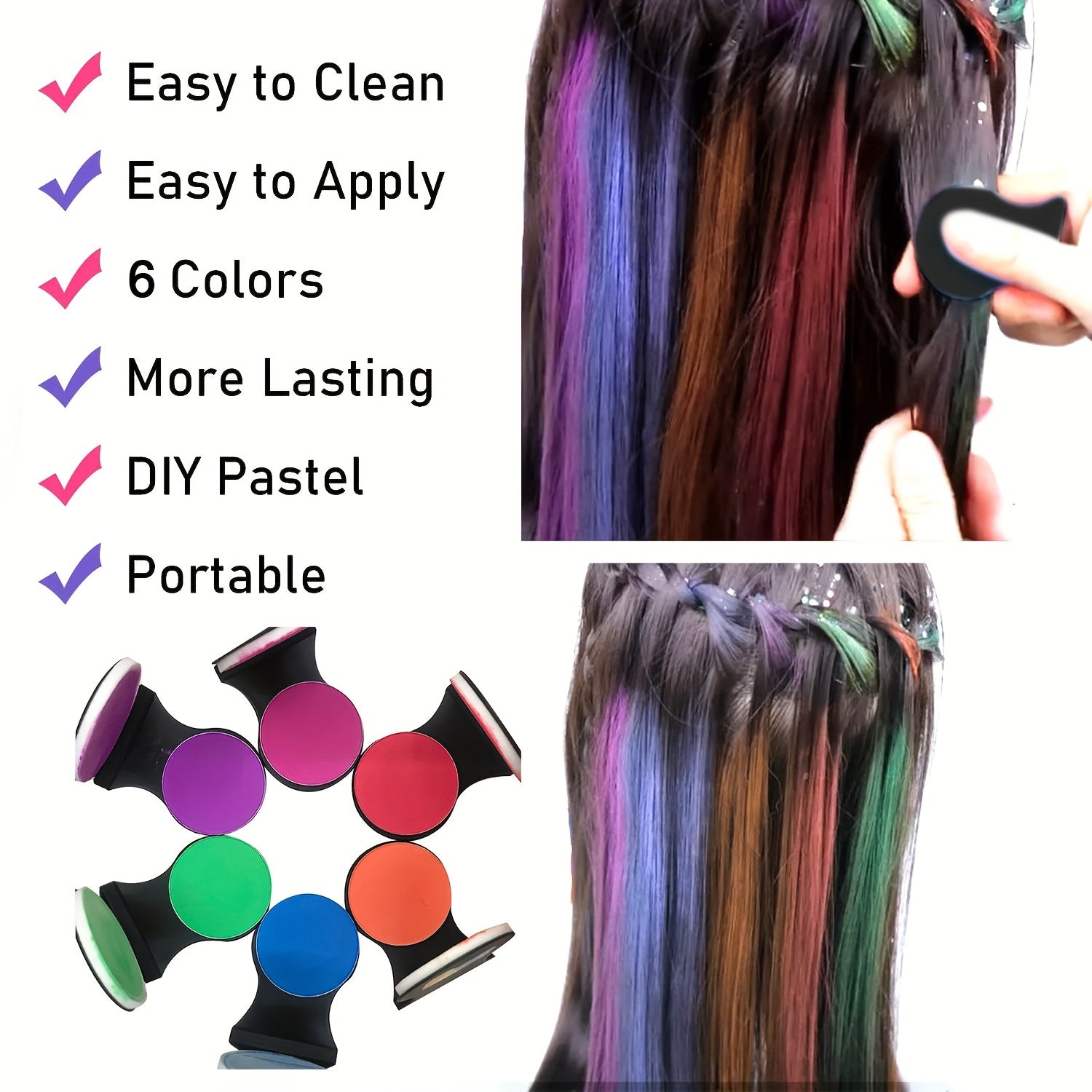 Hair Chalk Temporary DIY Hair Product Y2K Washable Temporary Hair Dye