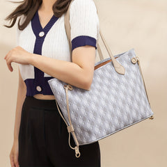 Vintage Geometric Print Tote Bag Retro Shoulder Bag & Purse