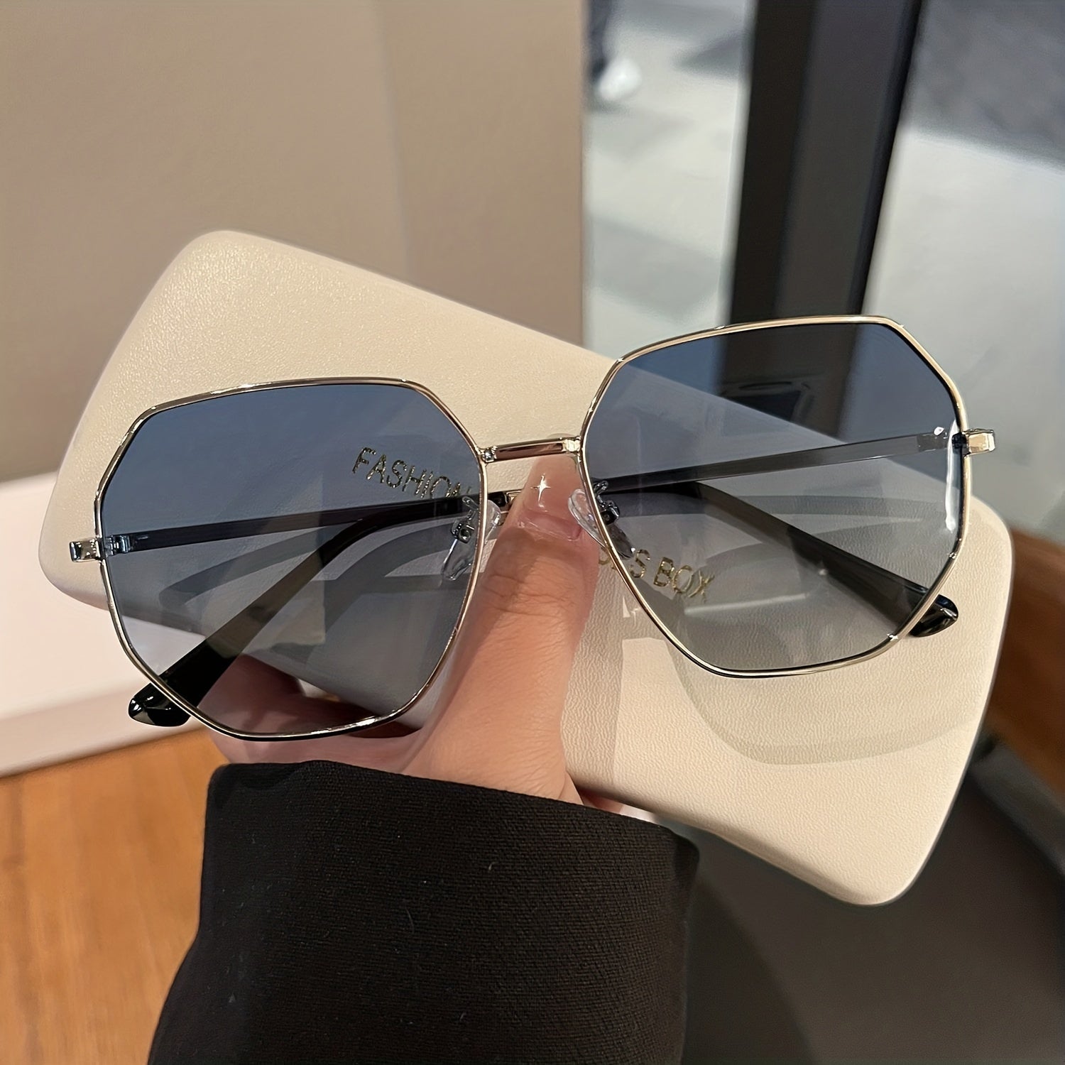 Polygon Metal Sunglasses Gradient UV400 Sun Shades for Summer