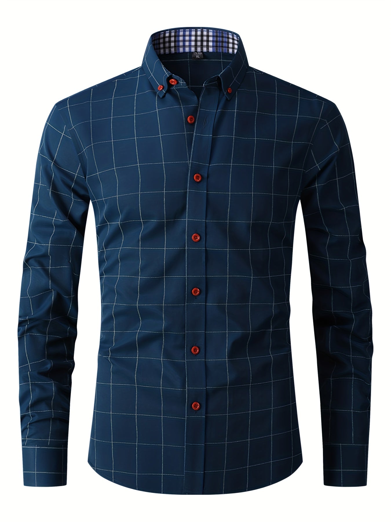 Men's Plaid Button Up Shirt for Business Occasions