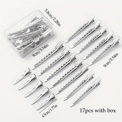 10pcs Silvery Metal Hair Clips for Styling, Salon Tool