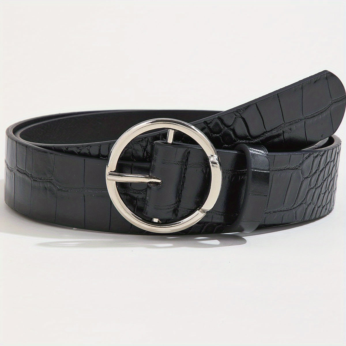Classic Round Pin Buckle Belt PU Leather Belt For Women