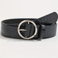 Classic Round Pin Buckle Belt PU Leather Belt For Women