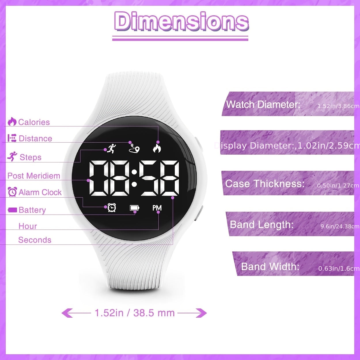 Boys' Waterproof Alarm Clock Digital Watch with Pedometer - USB Rechargeable
