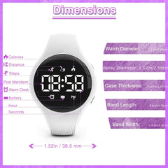 Boys' Waterproof Alarm Clock Digital Watch with Pedometer - USB Rechargeable