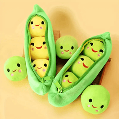 Cute Green Pea Plush Toy Smiling Face Stuffed for Girls Funny Gift Home Decor