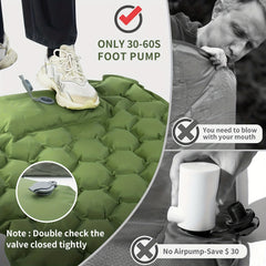 Double Self Inflating Sleeping Pad with Pillow for Camping
