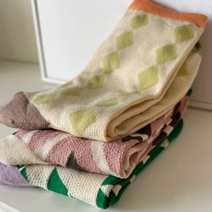 Geometric Print Mid Tube Socks, Set of 3