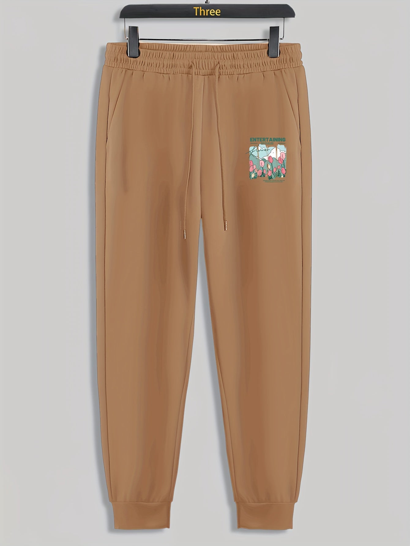 Tulip Print Men's Pants Drawstring Sweatpants Loose Casual Trousers