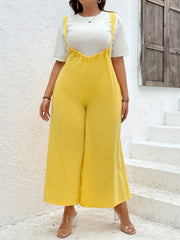  Solid Wide Leg Loose Fit Cami Suspender Pants