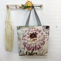 Cartoon Print Retro Tote Bag Large Shoulder Bag Women's Casual Handbag