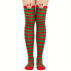 Christmas Striped Over The Knee Socks Women's Stockings