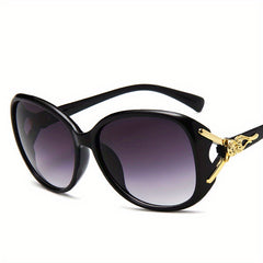 Round Frame Sunglasses Gradient Lens Metal Fox Decor Glasses UV400