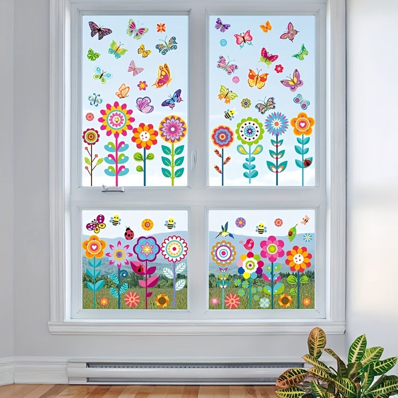 Flower Static Cling Butterfly Window Stickers for Home Decoration