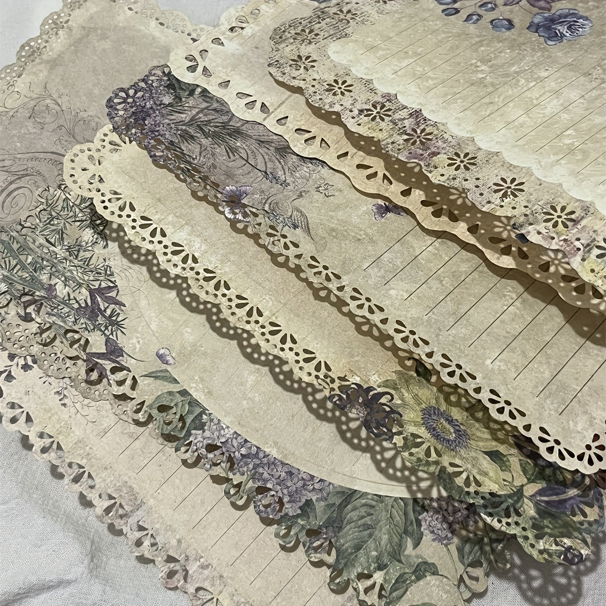 10pcs Flower Shadow Lace Journal Decoration Paper