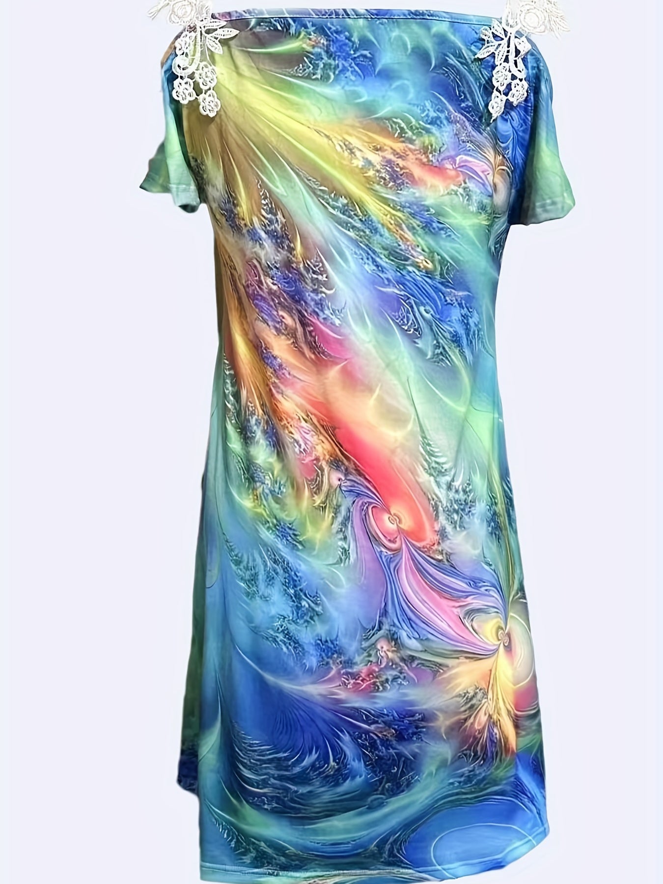  Summer Dress Women's Painting Print Lace Strap