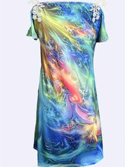  Summer Dress Women's Painting Print Lace Strap