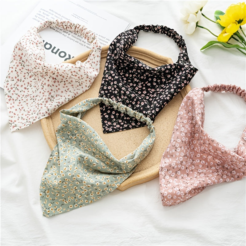 Floral Elastic Hair Scarf Headband Chiffon Print Hair Scarves Kerchief