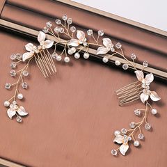 Bridal Golden Leaf Hair Vine Silver Hair Comb Rose Golden Leaf Hair Comb