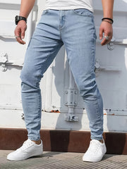 Men's Slim Fit Distressed Jeans for Spring Summer