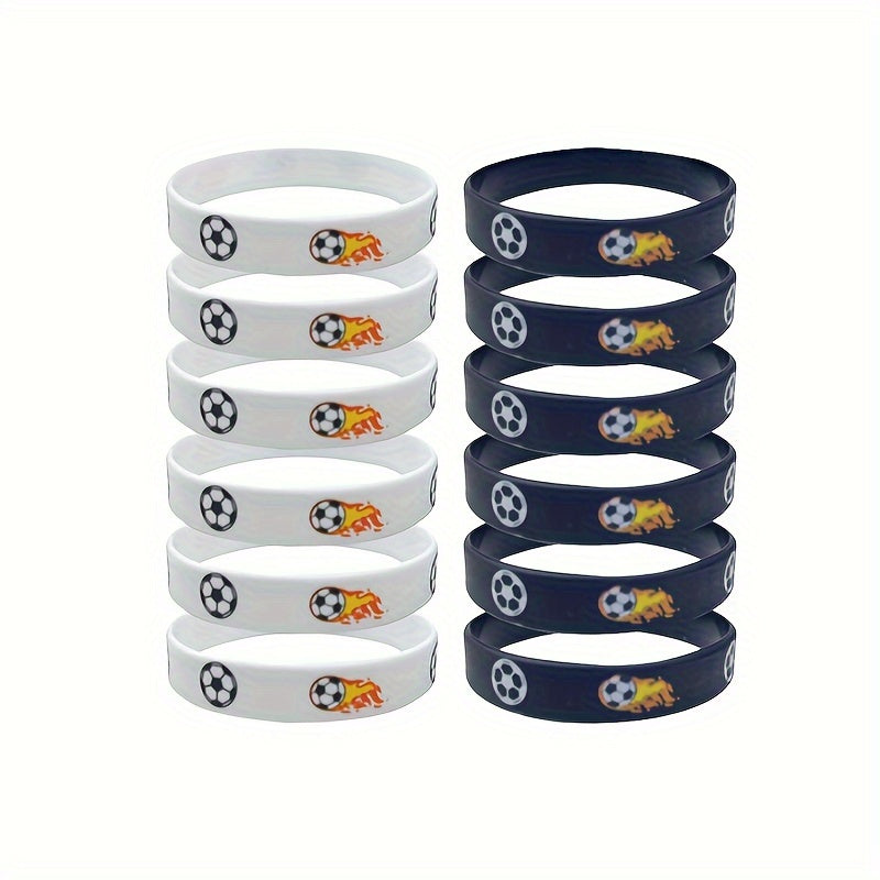 Flame Football Ball Games Theme Silica Gel Bracelet 2Pcs Pack