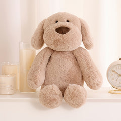 Cuddly Plush Puppy Doll with Fluffy Soft Fur, Beige & Brown