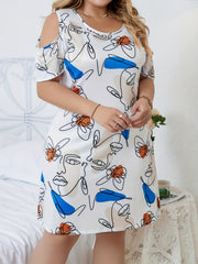  Y2K Nightdress Women's Plus Butterfly & Abstract Face Print