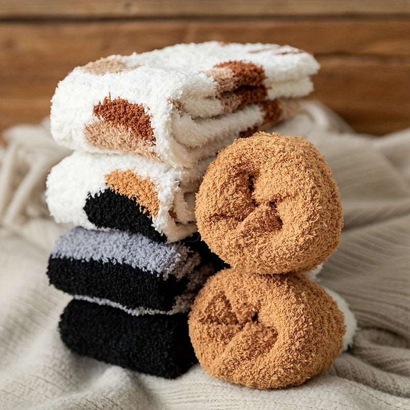6 Pairs Cat Claw Fuzzy Socks Comfy & Warm Mid Tube Socks Women's Stockings