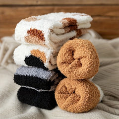 6 Pairs Cat Claw Fuzzy Socks Comfy & Warm Mid Tube Socks Women's Stockings