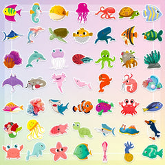 50pcs Ocean Animal Stickers Pack Fish Shark Decals Under The Sea Stickers