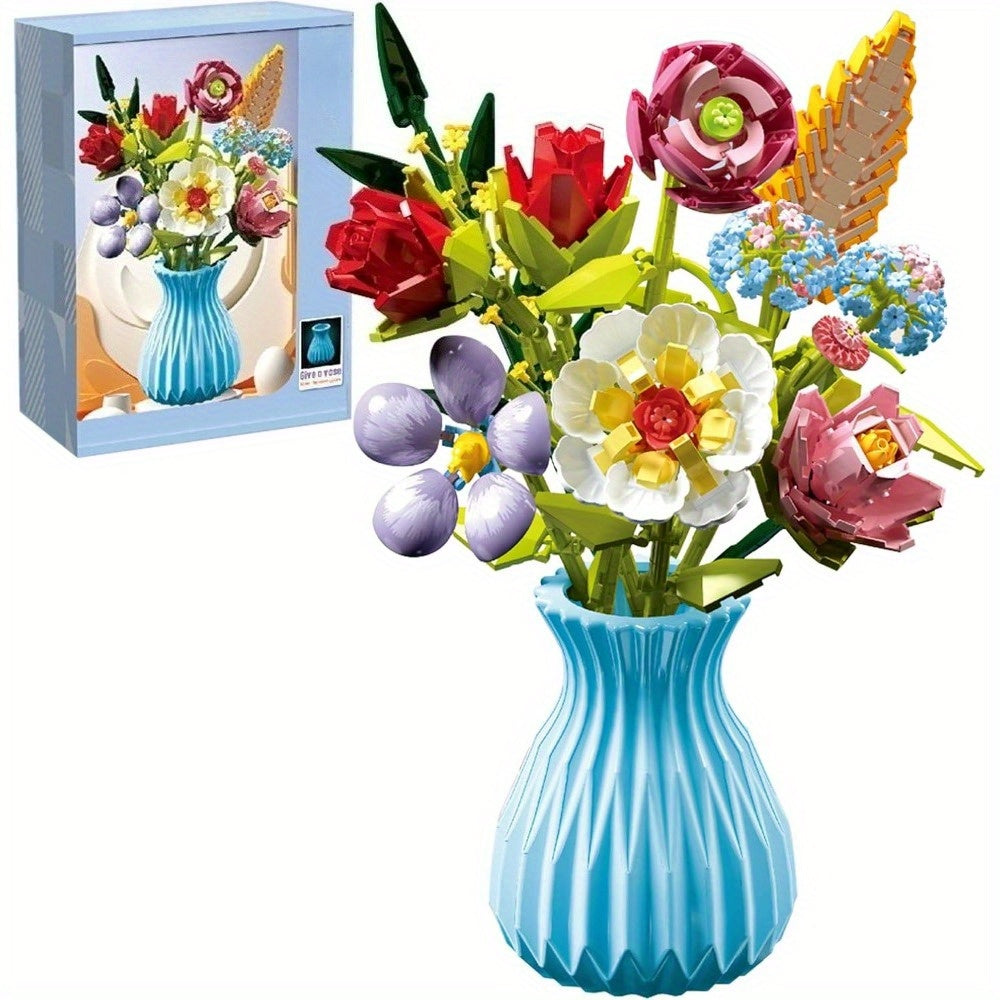Flower Bouquet Building Blocks Set with Vase DIY Decoration Ideas