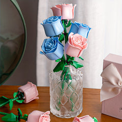3pcs Roses Flower Building Blocks 3 Colors Bouquet Gift for Girls Kids