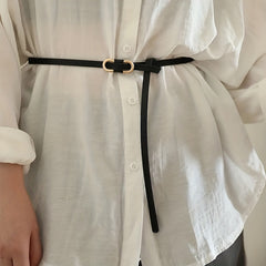 Women's Thin PU Dress Belt Vintage Soft Waistband