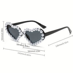 Faux Pearl Heart Sunglasses for Women Girls UV400 Sun Shades