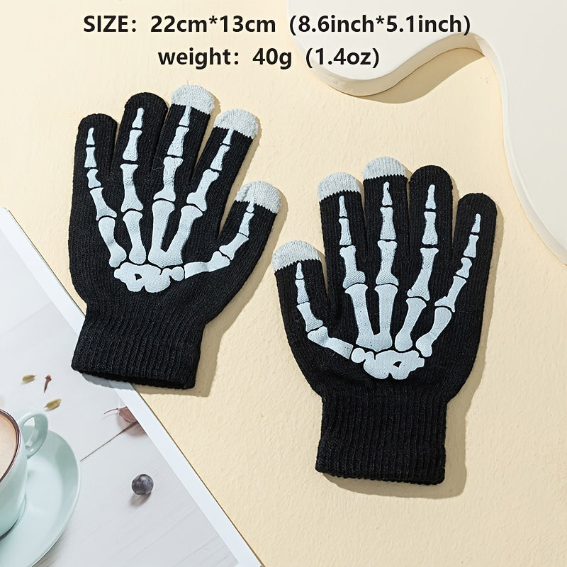 Halloween Skull Claw Touch Screen Gloves Non slip Winter Warm Men's Gloves