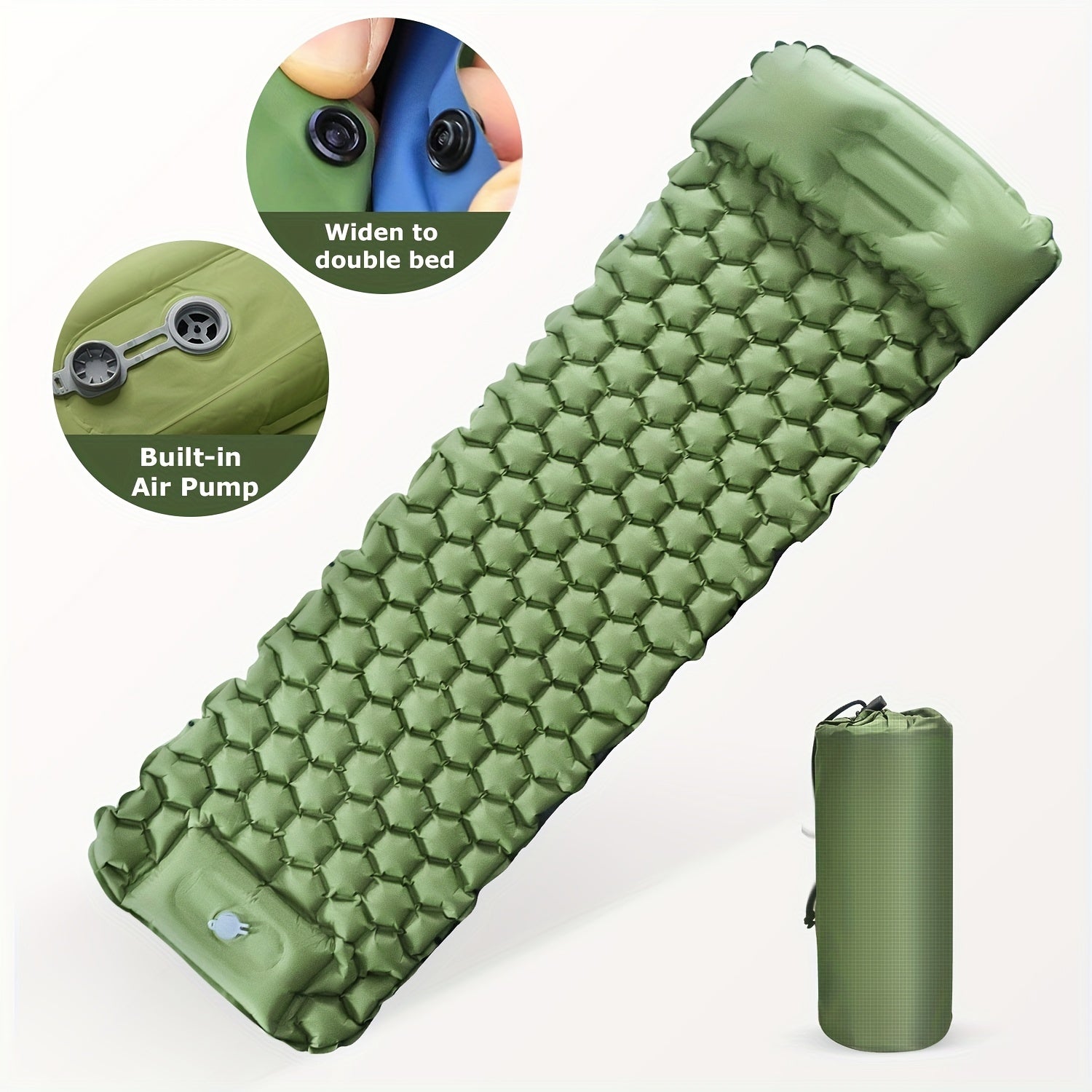 Double Self Inflating Sleeping Pad with Pillow for Camping