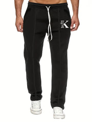 Men's Casual K Print Joggers Loose Fit Drawstring Pants