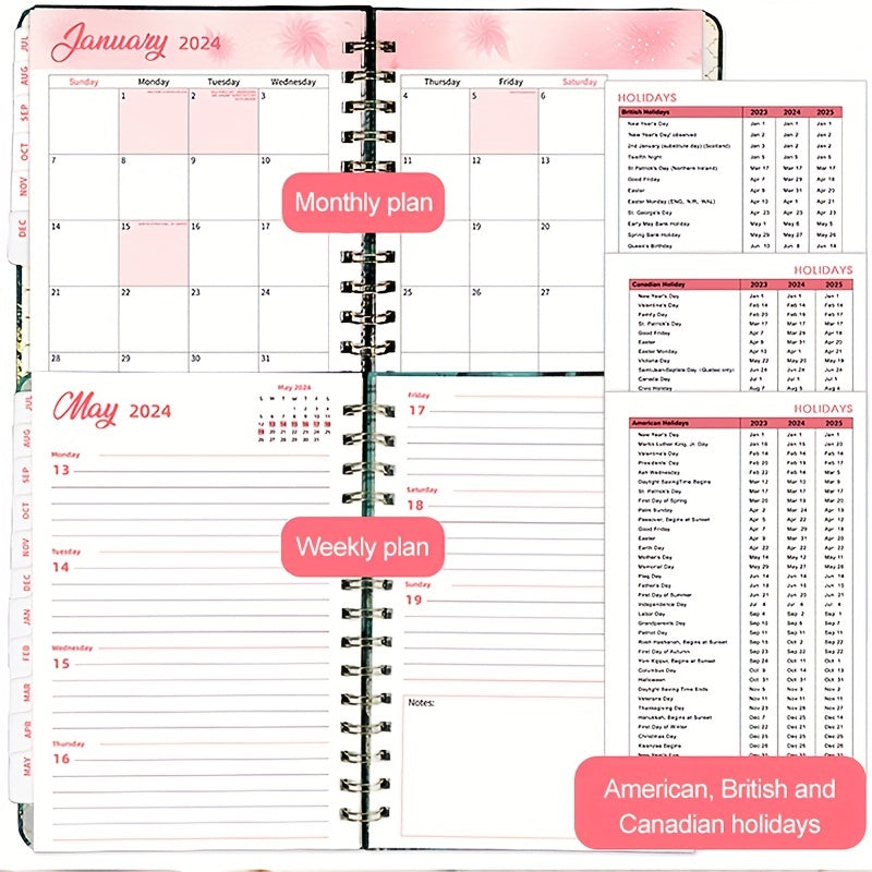 A5 Spiral Schedule Book Planner Weekly Monthly Annual Calendar Notepad